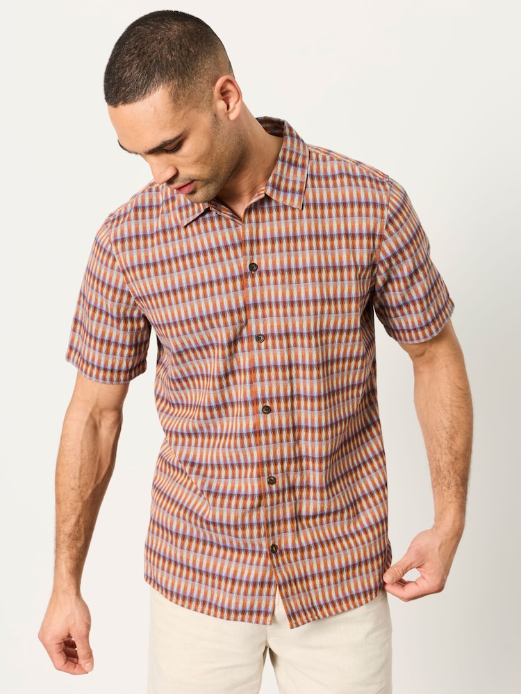 FatFace Multi Short Sleeve Kite Diamond Embroidered Shirt - Image 1 of 6 FatFace Multi Short Sleeve Kite Diamond Embroidered Shirt - Image 1 of 6