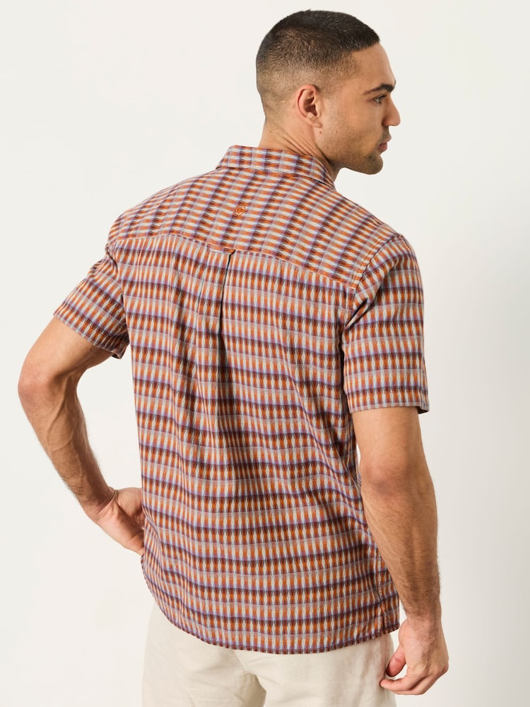 FatFace Multi Short Sleeve Kite Diamond Embroidered Shirt - Image 2 of 6 FatFace Multi Short Sleeve Kite Diamond Embroidered Shirt - Image 2 of 6