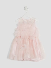 River Island Pink Girls 3D Floral Print Tulle Dress - Image 1 of 4