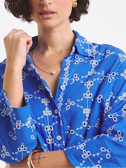 JD Williams Blue Contrast Broderie Shirt - Image 4 of 4