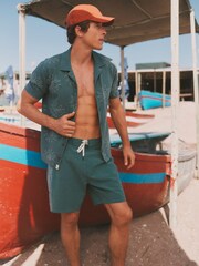 FatFace Dark Teal Blue Abstract Panel Board Short - Image 3 of 4