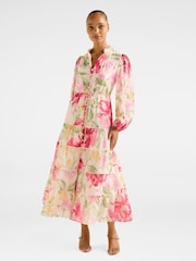 Forever New Cream Jessie Button Down Midi Dress with A Touch Of Linen - Image 1 of 4