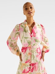 Forever New Cream Jessie Button Down Midi Dress with A Touch Of Linen - Image 3 of 4