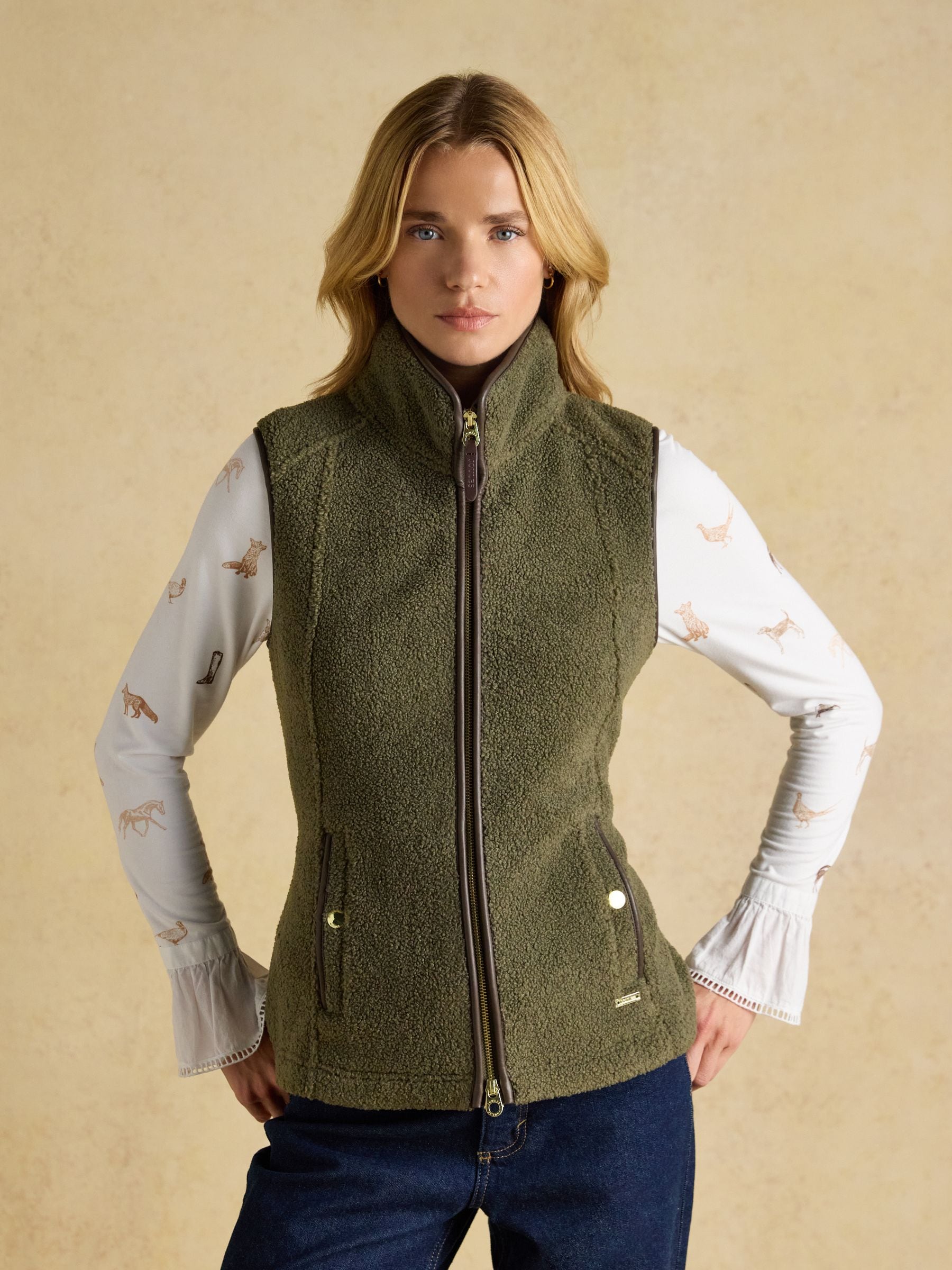 Buy Joules Borg Heritage Khaki Green Fleece Gilet from Next USA