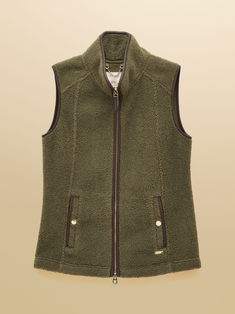 Joules Borg Heritage Khaki Green Fleece Gilet - Image 13 of 13