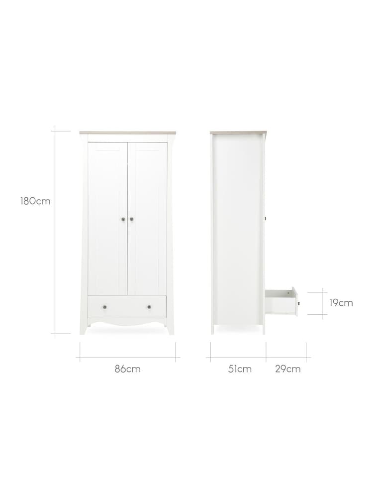 Cuddleco White Clara 2 Door Nursery Wardrobe - Image 5 of 5