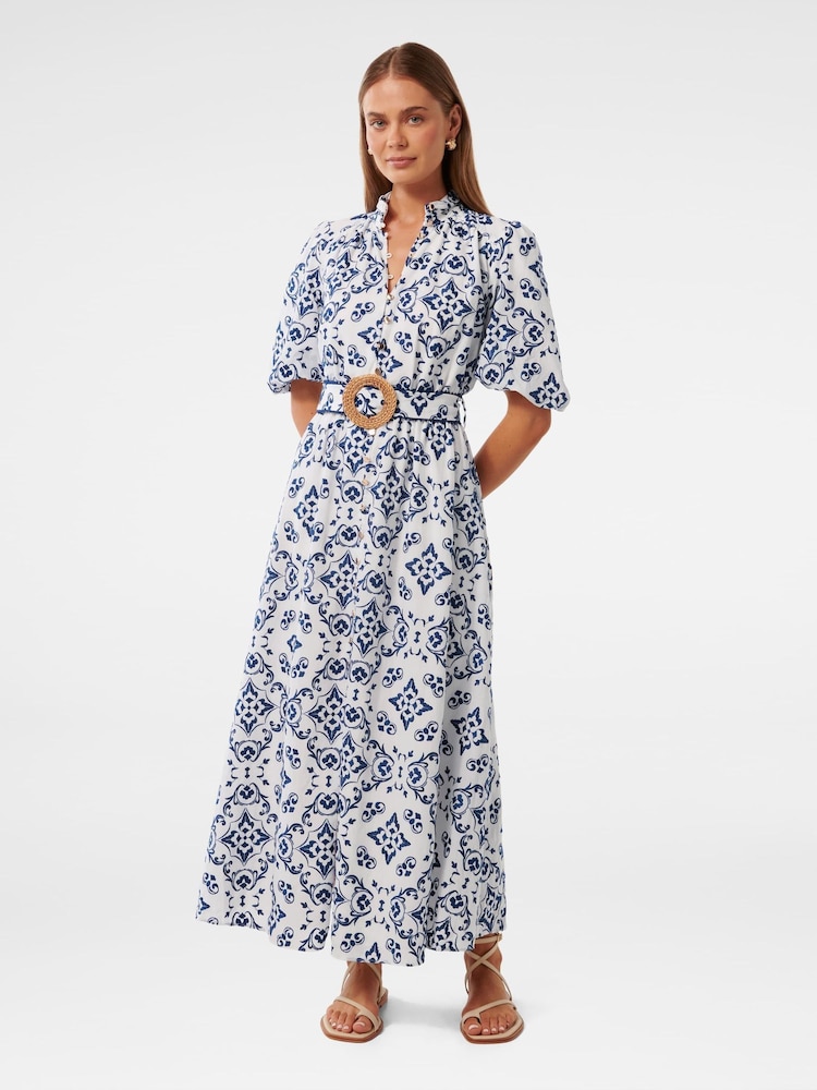 Forever New White Rhiannon Embroidered Midi Dress - Image 1 of 4