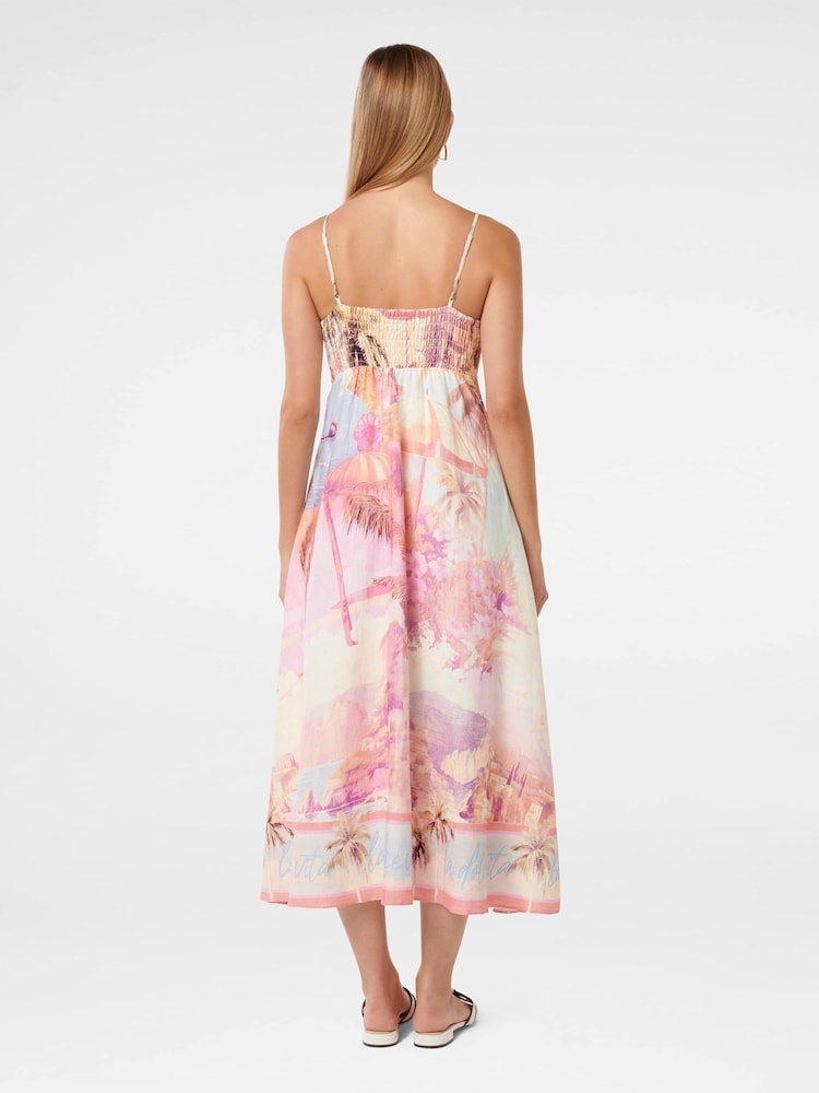 Forever New Cream Joanne Midi Dress with A Touch Of Linen - Image 2 of 4