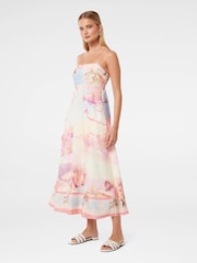 Forever New Cream Joanne Midi Dress with A Touch Of Linen - Image 4 of 4