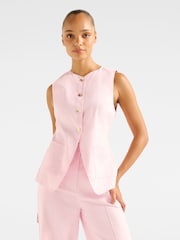 Forever New Pink Pure Linen Clementine Soft 100% Cotton Vest - Image 1 of 5