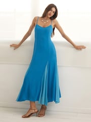 Forever New Blue Dahlia Contrast Godet Maxi Dress - Image 1 of 4
