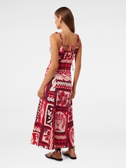 Forever New Red Linen Blend Simona Square Neck Strappy Midi Dress - Image 2 of 4