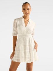 Forever New White Lillian Trim Skater Mini Dress - Image 1 of 5