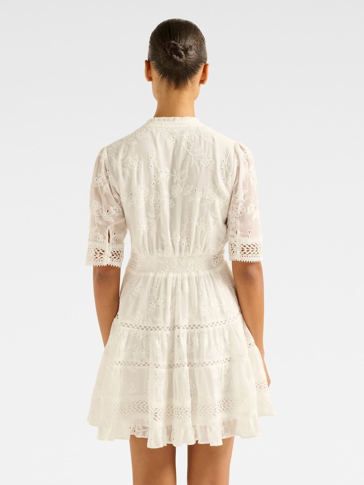 Forever New White Lillian Trim Skater Mini Dress - Image 2 of 5
