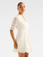 Forever New White Lillian Trim Skater Mini Dress - Image 4 of 5