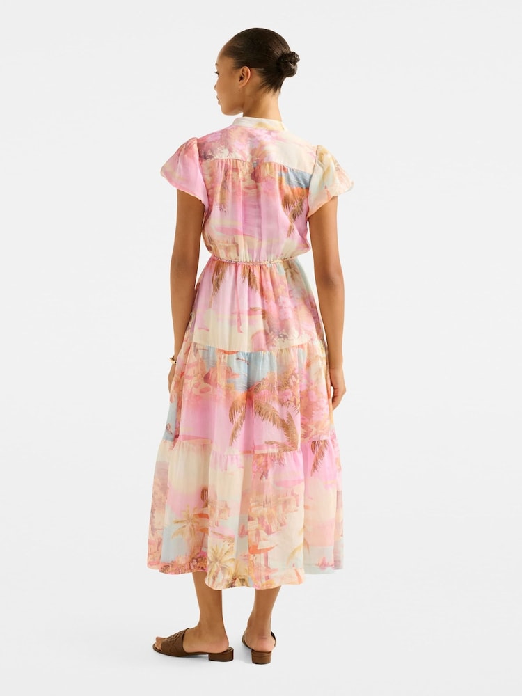 Forever New Cream Jacqueline Puff Sleeves Tiered Midi Dress - Image 2 of 5