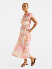 Forever New Cream Jacqueline Puff Sleeves Tiered Midi Dress - Image 4 of 5
