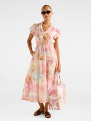 Forever New Cream Jacqueline Puff Sleeves Tiered Midi Dress - Image 5 of 5