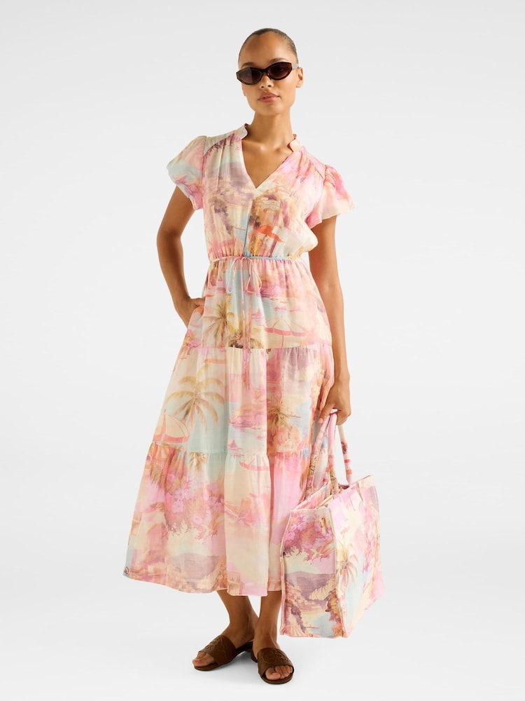 Forever New Cream Jacqueline Puff Sleeves Tiered Midi Dress - Image 5 of 5