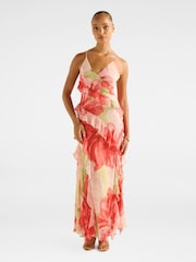 Forever New Red Poppy Ruffle Gown - Image 1 of 4