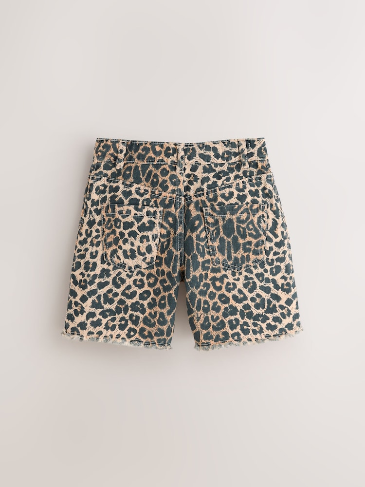 smALLSAINTS Leopard Emmy High Waisted Denim Shorts - Image 2 of 5