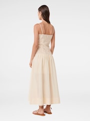 Forever New Cream Linen Blend Cara Crochet 100% Cotton Midi Dress - Image 2 of 4