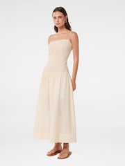 Forever New Cream Linen Blend Cara Crochet 100% Cotton Midi Dress - Image 4 of 4