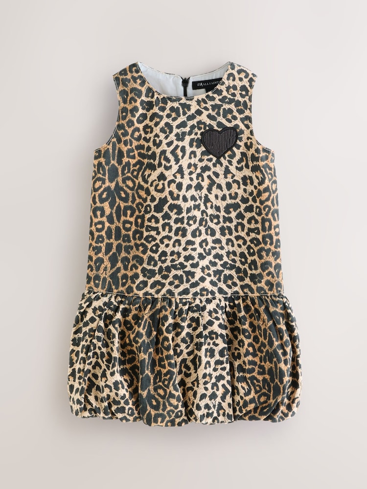 smALLSAINTS Leopard Bubble Hem Denim Dress - Image 1 of 4