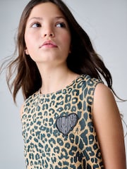 smALLSAINTS Leopard Bubble Hem Denim Dress - Image 6 of 10