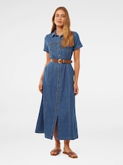 Forever New Blue Lana Short Sleeves Midi Dress - Image 1 of 4