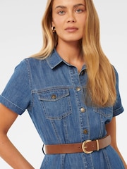 Forever New Blue Lana Short Sleeves Midi Dress - Image 3 of 4