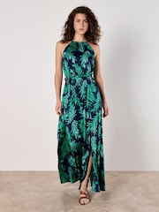 Apricot Blue Block Leaf Rope Tie Maxi Dress - Image 5 of 5
