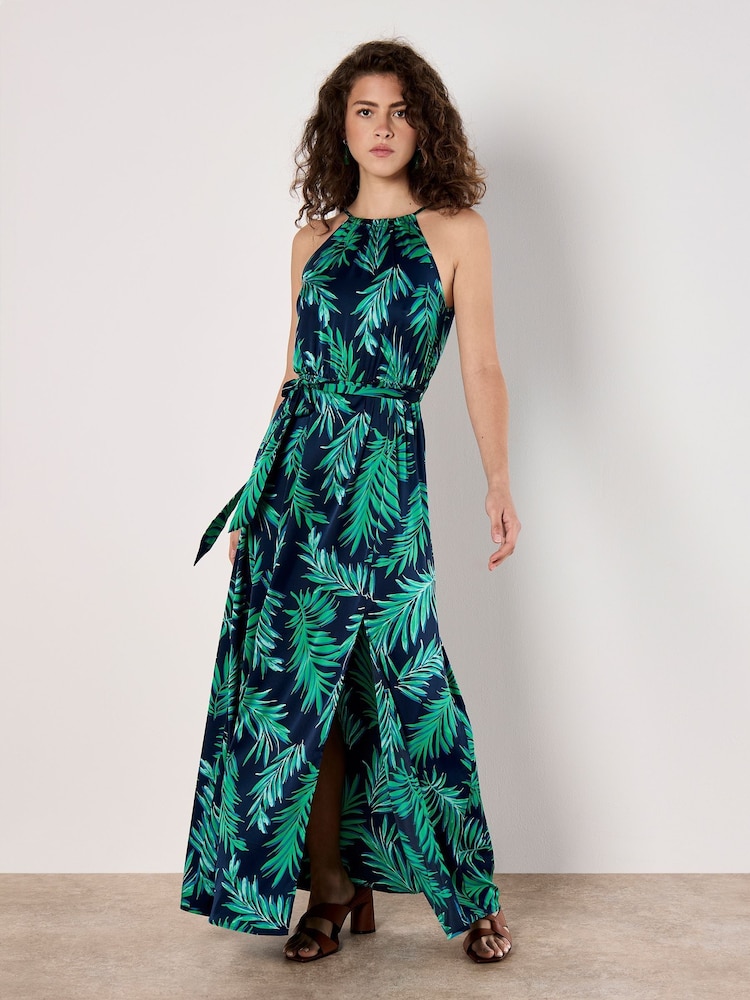 Apricot Blue Block Leaf Rope Tie Maxi Dress - Image 5 of 5 Apricot Blue Block Leaf Rope Tie Maxi Dress - Image 5 of 5