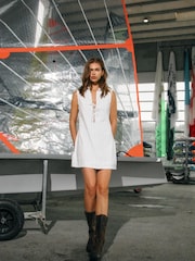 NOISY MAY White Mini Tie Detail Broderie Dress - Image 1 of 1