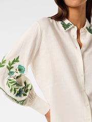 Forever New White Linen Blend Rosalia Button Shirt - Image 3 of 5