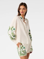 Forever New White Linen Blend Rosalia Button Shirt - Image 4 of 5