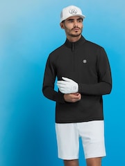 G/Fore Black Brushed Back Tech Quarter Zip Pullover Jumper - Image 1 of 3