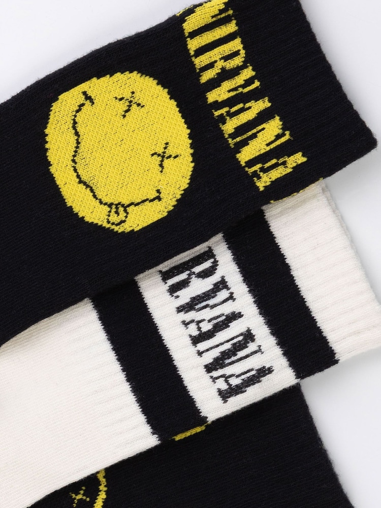 Vanilla Underground Black Mens Nirvana Multicoloured Calf Socks Set of 3 - Image 6 of 6 Vanilla Underground Black Mens Nirvana Multicoloured Calf Socks Set of 3 - Image 6 of 6
