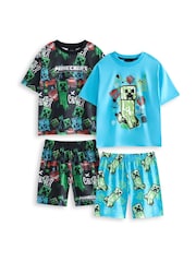 Vanilla Underground Blue Boys Minecraft Multicoloured Short Sleeve Short Leg Pyjamas Set Multi Pack of 2 - Image 1 of 6