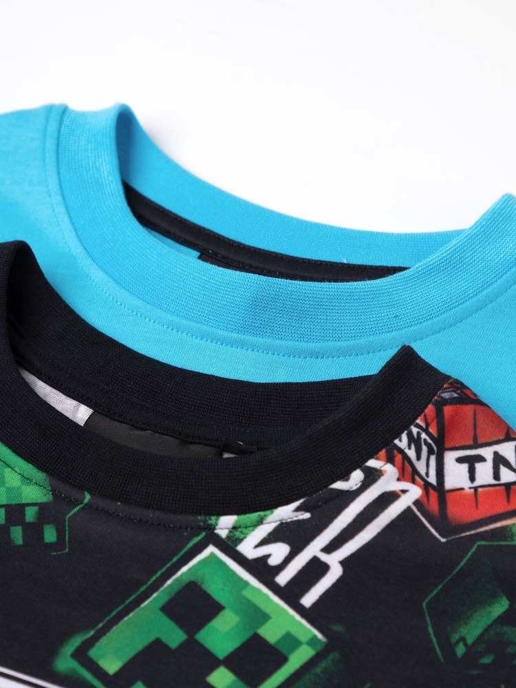 Vanilla Underground Blue Boys Minecraft Multicoloured Short Sleeve Short Leg Pyjamas Set Multi Pack of 2 - Image 6 of 6