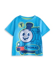 Vanilla Underground Blue Boys Thomas and Friends Multicoloured Short Sleeve Long Leg Pyjamas Set Multi-Pack of 2 - Image 2 of 6