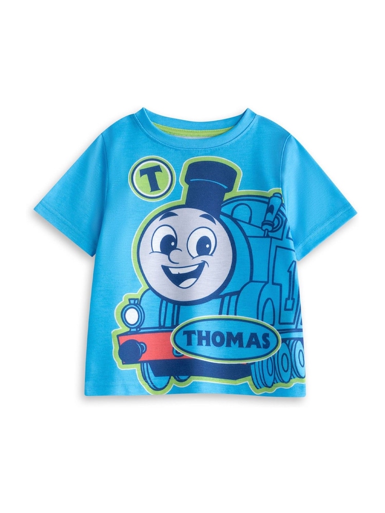 Vanilla Underground Blue Boys Thomas and Friends Multicoloured Short Sleeve Long Leg Pyjamas Set Multi-Pack of 2 - Image 2 of 6