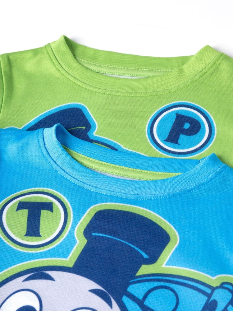 Vanilla Underground Blue Boys Thomas and Friends Multicoloured Short Sleeve Long Leg Pyjamas Set Multi-Pack of 2 - Image 6 of 6