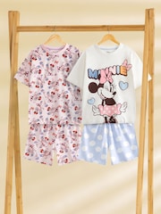Vanilla Underground Pink Girls Disney Minnie Mouse Multicoloured Short Sleeve Short Leg Pyjamas Set Multi Pack of 2 - Image 1 of 7