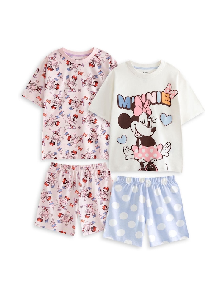 Vanilla Underground Pink Girls Disney Minnie Mouse Multicoloured Short Sleeve Short Leg Pyjamas Set Multi Pack of 2 - Image 2 of 7 Vanilla Underground Pink Girls Disney Minnie Mouse Multicoloured Short Sleeve Short Leg Pyjamas Set Multi Pack of 2 - Image 2 of 7