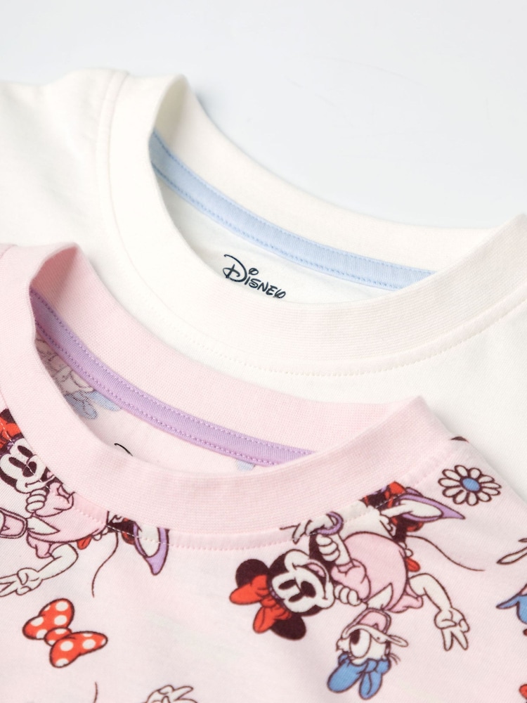 Vanilla Underground Pink Girls Disney Minnie Mouse Multicoloured Short Sleeve Short Leg Pyjamas Set Multi Pack of 2 - Image 7 of 7