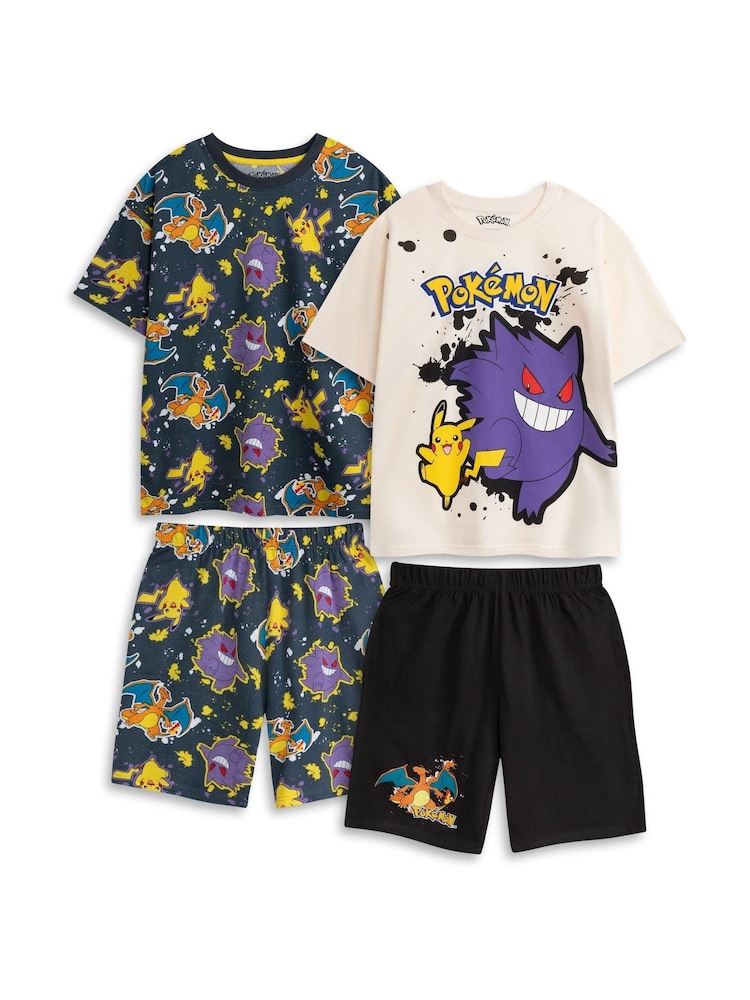 Vanilla Underground Black Cotton Pokemon Multicoloured Short Sleeve Short Leg Pyjamas Set Pack of 2 - Image 2 of 7 Vanilla Underground Black Cotton Pokemon Multicoloured Short Sleeve Short Leg Pyjamas Set Pack of 2 - Image 2 of 7