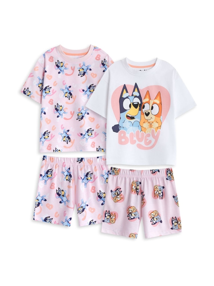 Vanilla Underground Pink Girls Bluey Multicoloured Short Sleeve Short Leg Pyjama Set Multi-Pack of 2 - Image 2 of 7