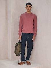 Damson Pink Cotton Rich Relaxed Fit Mid Weight Knitted Sweatshirt - Image 2 of 7