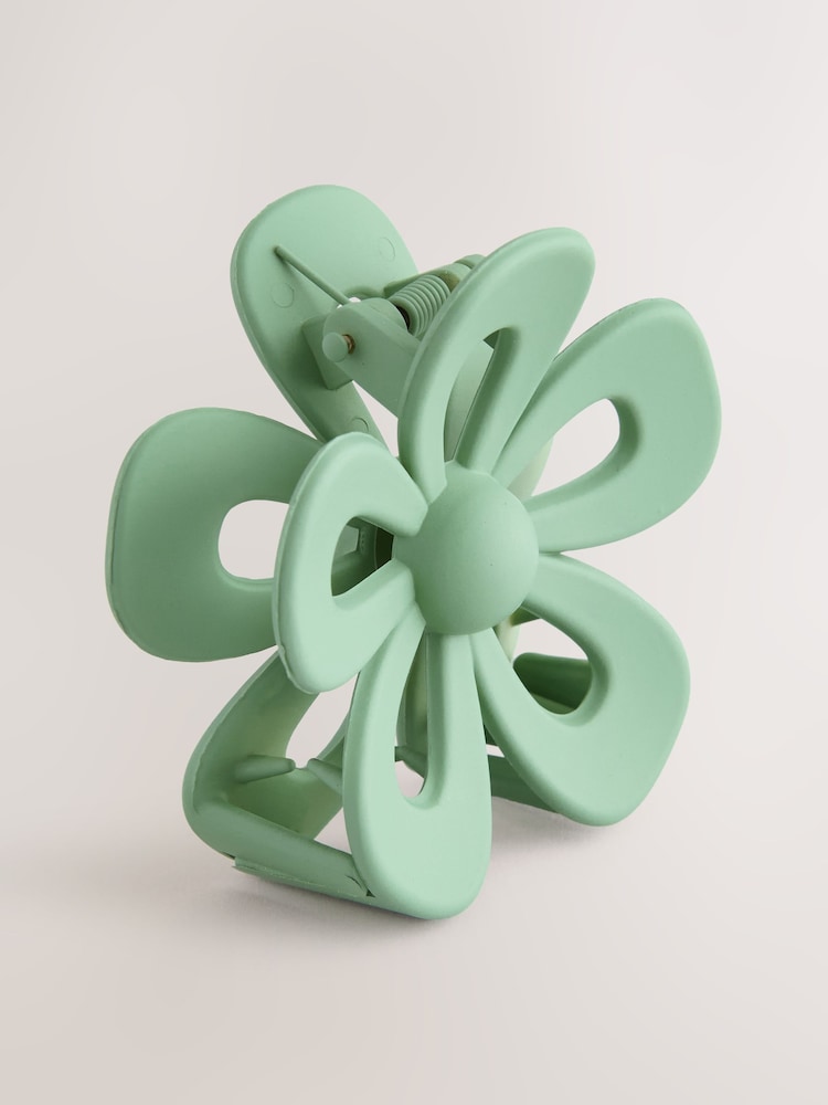 Green Matte Flower Hair Claw - Image 1 of 3
